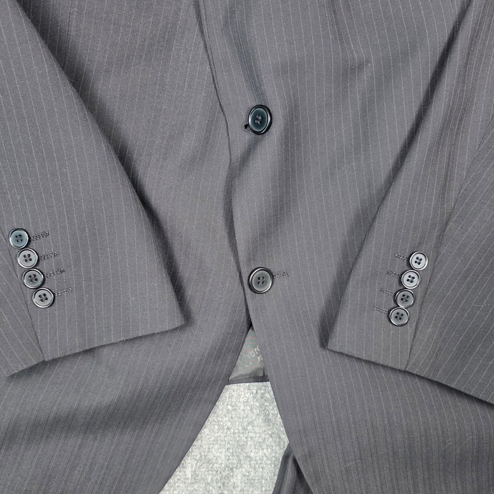 Carlo Lusso Suit Mens 52L Charcoal Grey Pinstripe 2-Piece Formal Set Big & Tall - Picture 2 of 16